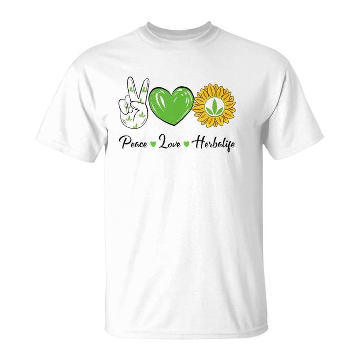 Womens Peace Love Sunshine Herbalifes Sunflower Essential V-Neck T-Shirt