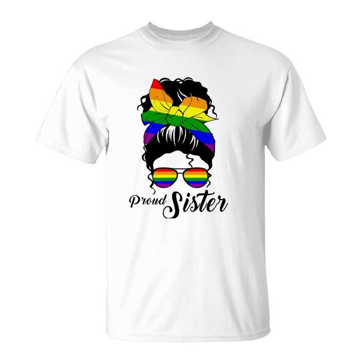Womens Proud Sister  -Day Gay Pride Lgbt-Q Sister T-Shirt