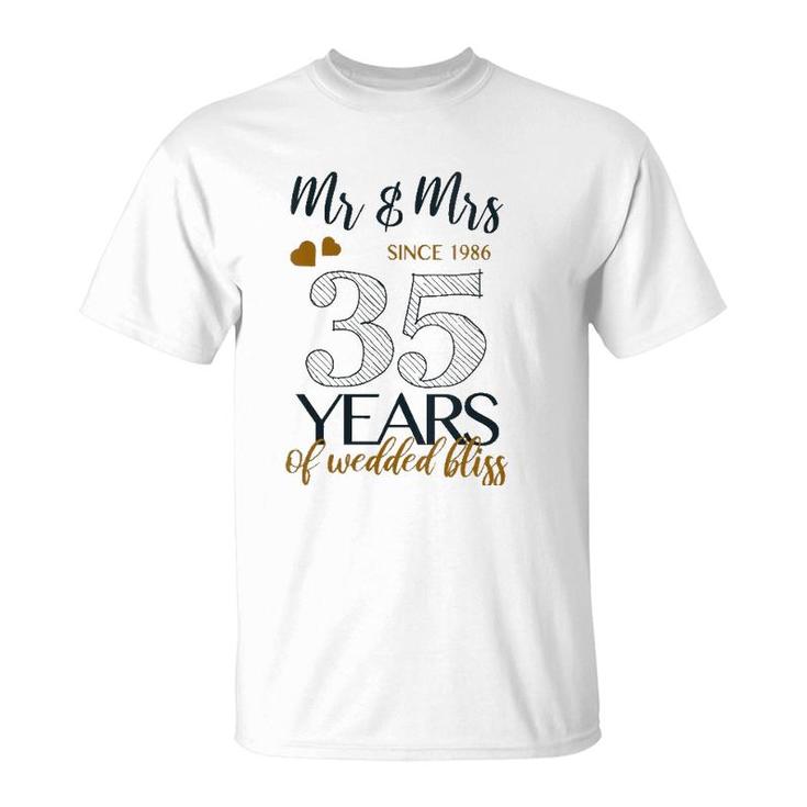 Womens Romantic Mr & Mrs Since 1986 35Th Wedding Anniversary V-Neck T-Shirt