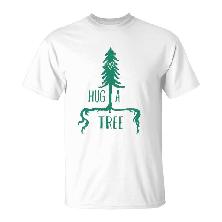 Womens Tree  - Tree With Heart Graphic Hug A Tree  T-Shirt