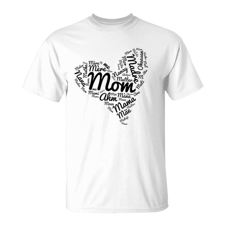 Word Art Heart Mom Mother's Day International T-Shirt