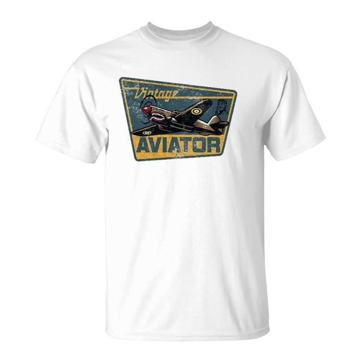 Ww2 Vintage Aviator Airplane Aircraft Pilot P40 Warhawk Gift T-Shirt