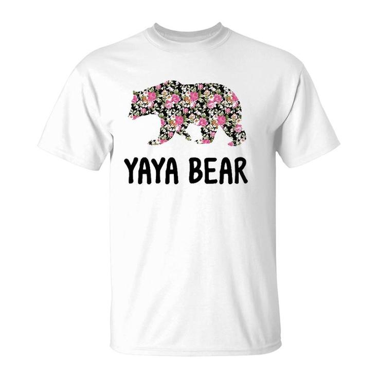 Yaya Bear Floral Grandmother Gift T-Shirt