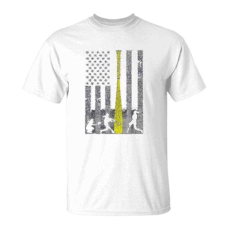 Yellow Softball Flag T-Shirt