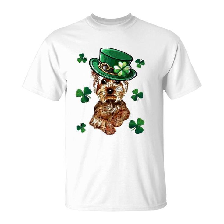 Yorkshire Terrier  StPatrick's Day Dog Shamrock T-Shirt