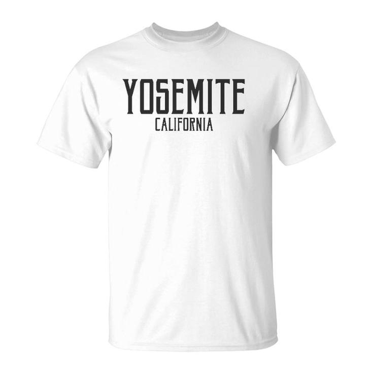 Yosemite California Ca Vintage Text Black With Black Print  T-Shirt