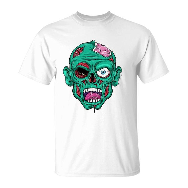 Zombie Face Brain Funny Halloween Gifts Men Women Zombies T-Shirt