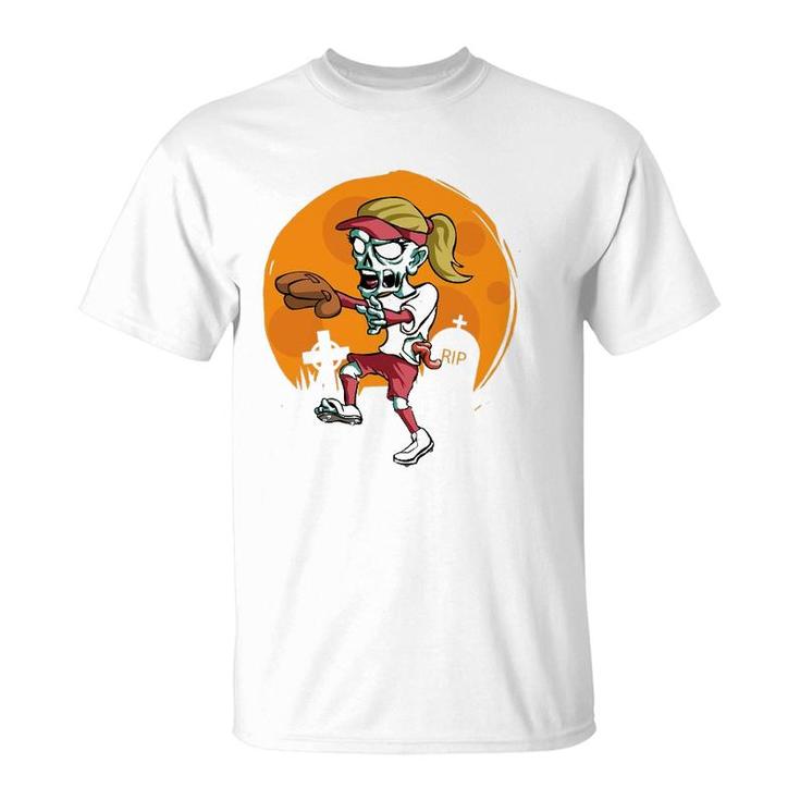 Zombie Softball Funny Sports Halloween Gift T-Shirt