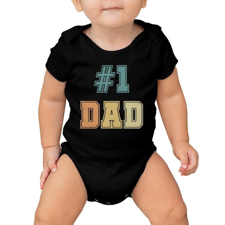 1 Dad Number One Dad Father's Day Vintage Style Baby Onesie