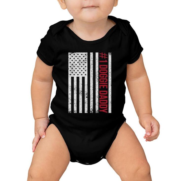 1 Doggie Daddy Father's Day Gift American Flag Baby Onesie
