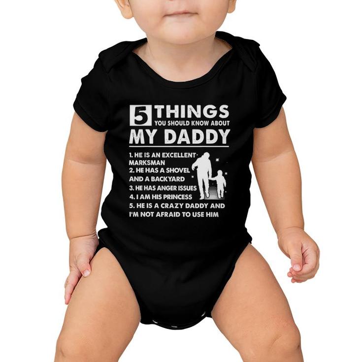 5 Things About My Daddy  Father Day Gifts From Daughter Baby Onesie