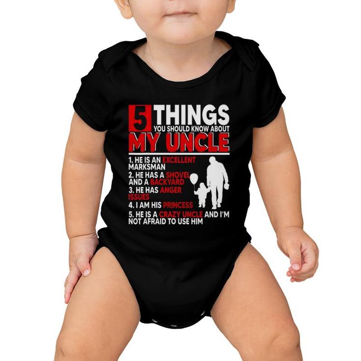 5 Things You Should Know About My Uncle Happy Father's Day Baby Onesie