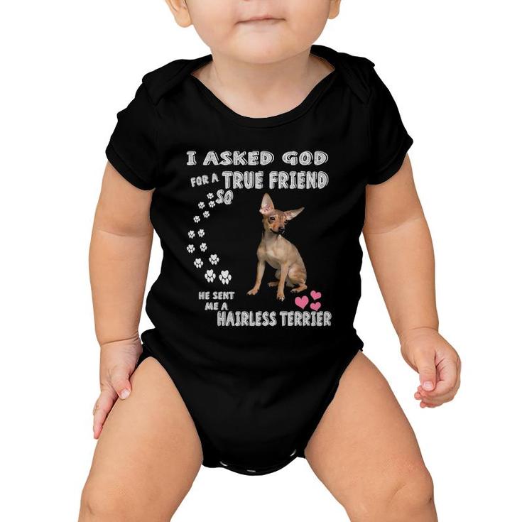 Aht Dog Quote Mom Dad Print Cute American Hairless Terrier Baby Onesie