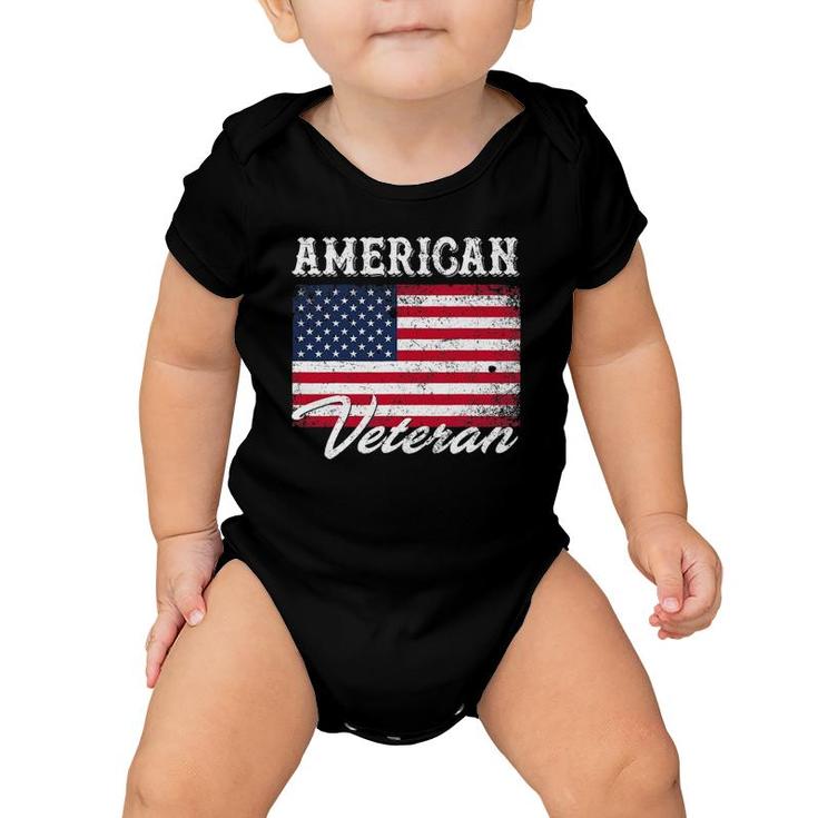 American Veteran Flag  For Dad And Grandpa 4Th Of July Baby Onesie