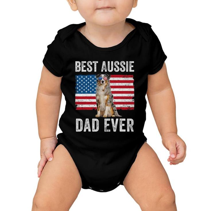Australian Shepherd Dad American Flag Dog Lover Aussie Dad Baby Onesie