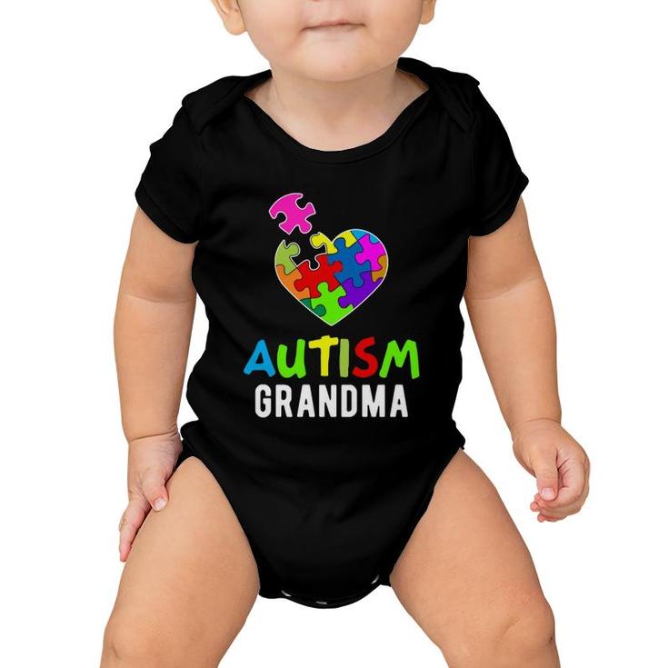 Autism Awareness Grandma Puzzle Heart  Baby Onesie