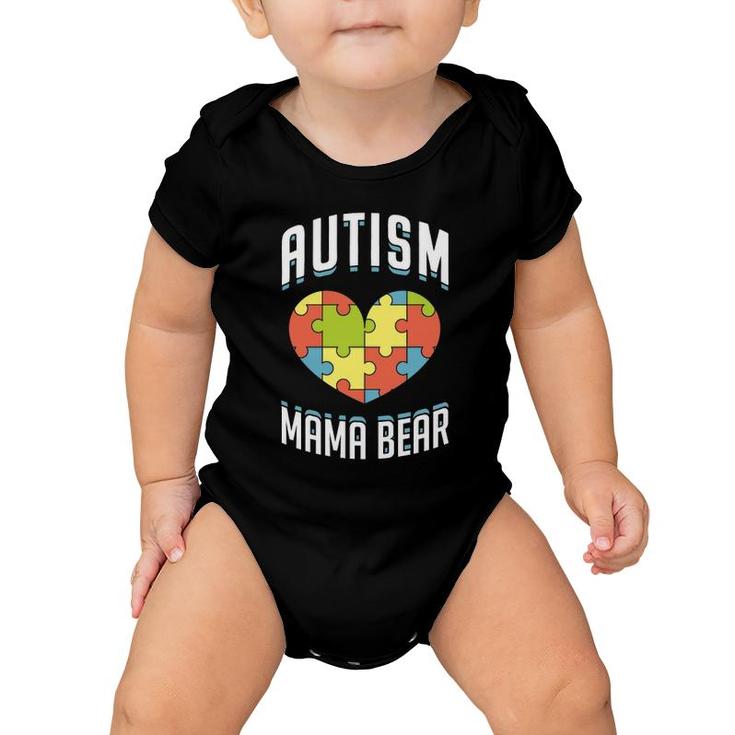 Autism Mama Bear Heart Puzzle Cute Autism Awareness Gift  Baby Onesie