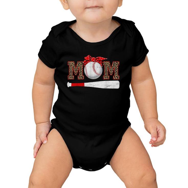Baseball Mom Leopard Funny Mom Mother's Day 2021 Ver2 Baby Onesie