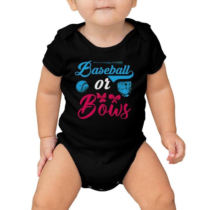 Baseball Or Bows Gender Reveal Party Baby Reveal Dad Mom Baby Onesie