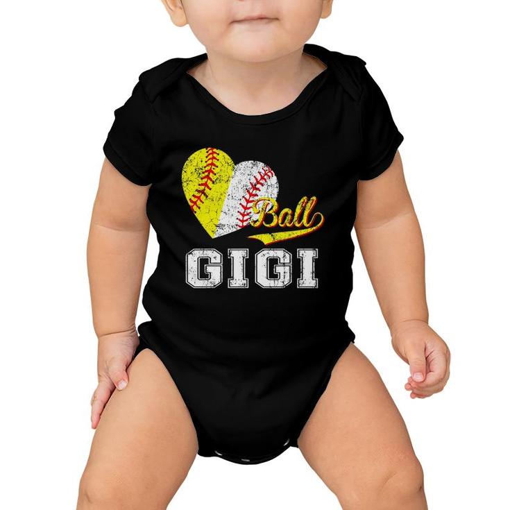 Baseball Softball Ball Heart Gigi Mother's Day Baby Onesie