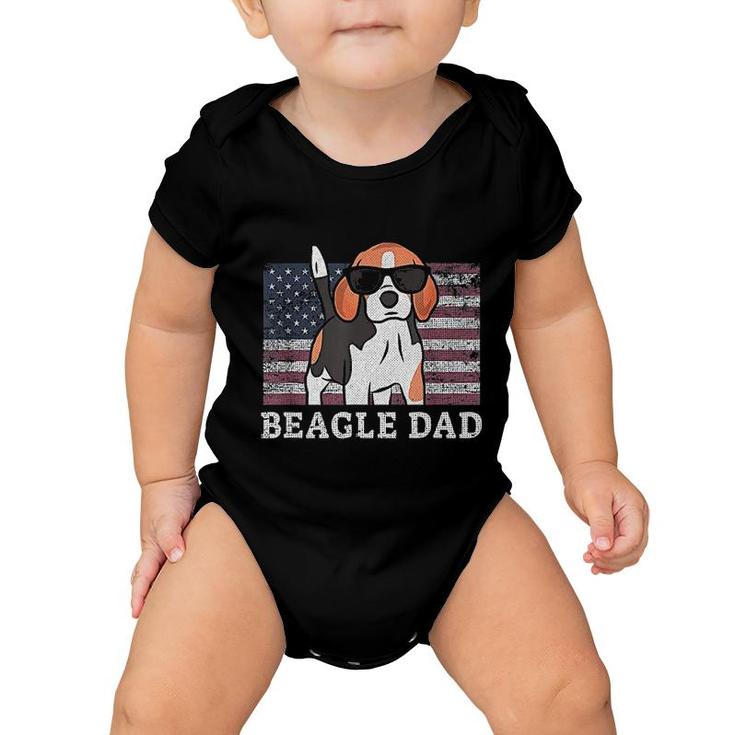 Beagle Dad American Flag Baby Onesie