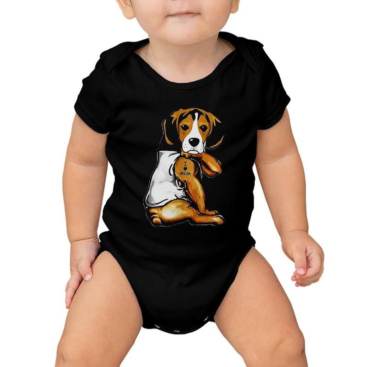 Beagle Dog Tattoo I Love Mom Mother's Day Gift Baby Onesie