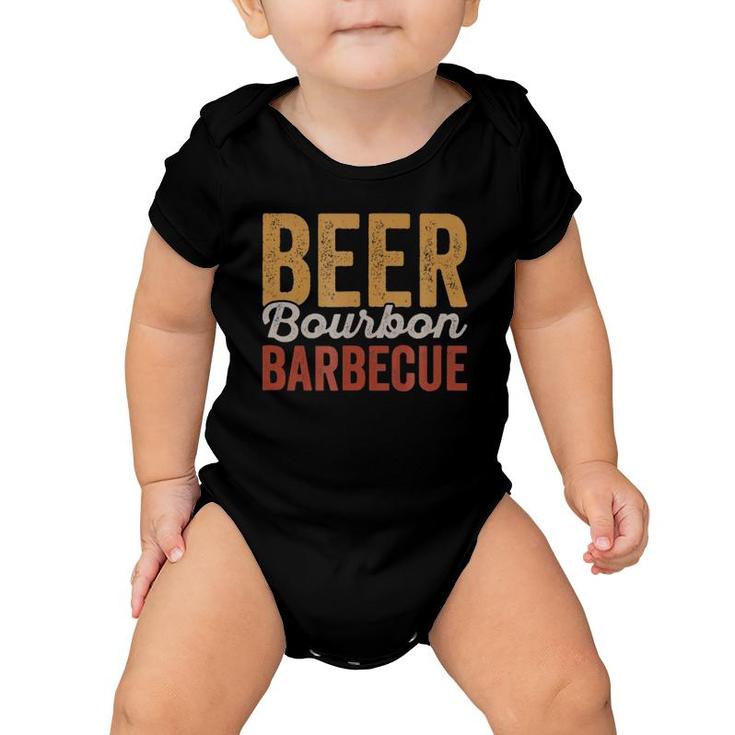 Beer Bourbon Bbq  For Backyard Barbecue Grilling Dad Baby Onesie