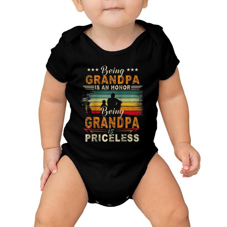 Being Grandpa Is An Honor Being Grandpa Is Priceless Raglan Baseball Tee Baby Onesie