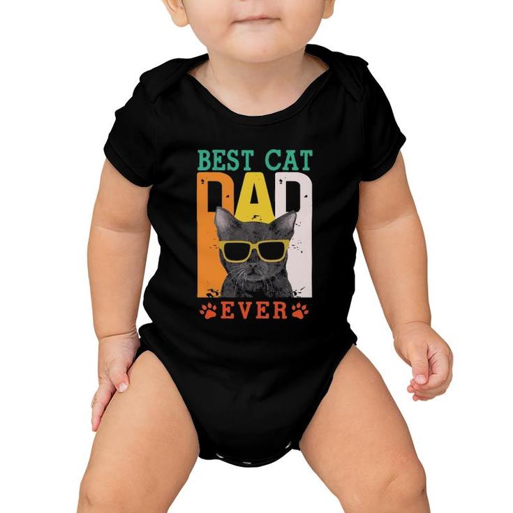 Best Cat Dad Ever Cat With Sunglasses Father's Day Dog Paw Retro Baby Onesie