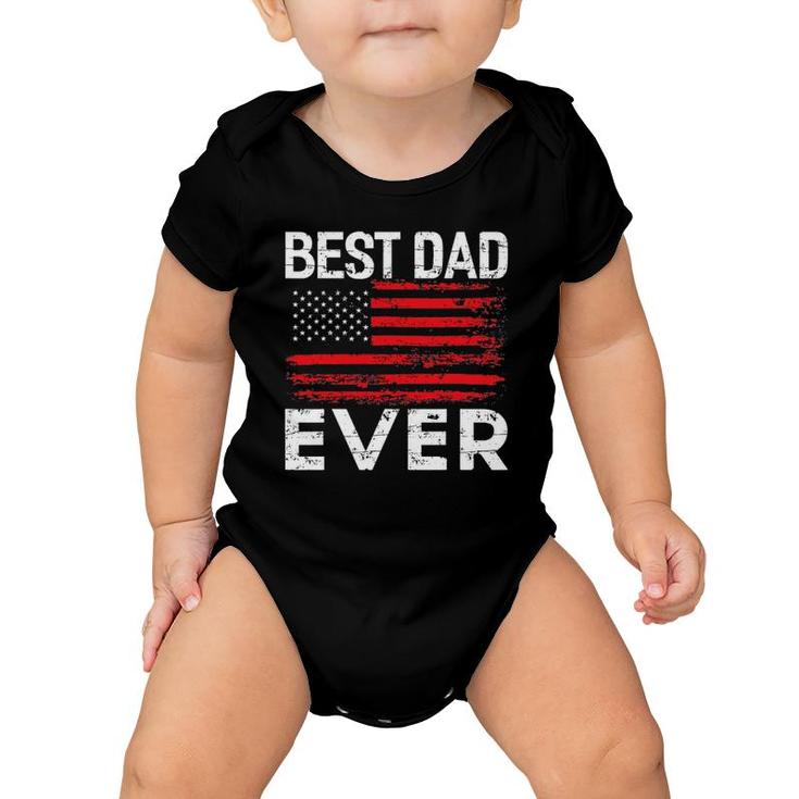 Best Dad Ever With Us American Flag Baby Onesie