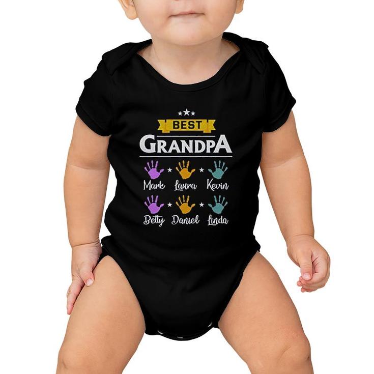 Best Grandpa With Grandchilds Handprint Baby Onesie