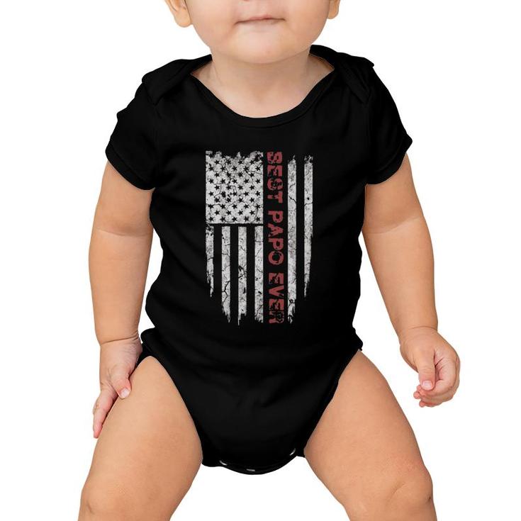 Best Papo Ever  American Flag Gift For Grandpa Baby Onesie