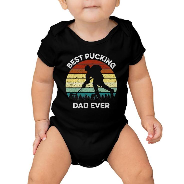 Best Pucking Dad Ever Funny Fathers Day Hockey Pun Baby Onesie