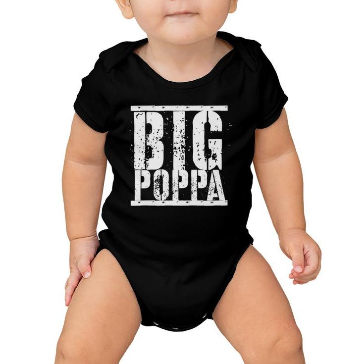 Big Poppa Distressed Fathers Day Design Zip Baby Onesie
