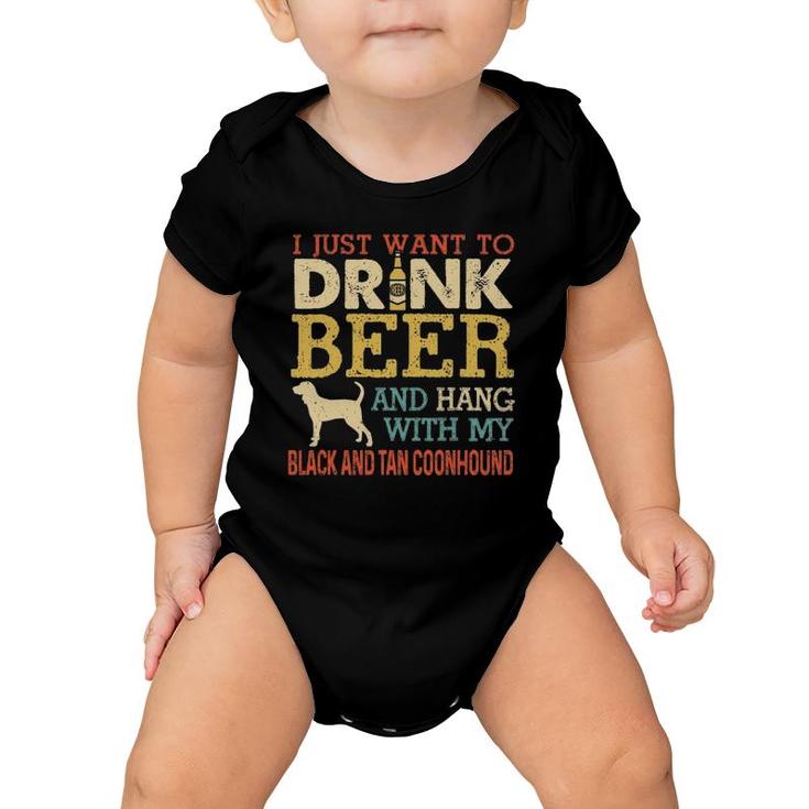 Black And Tan Coonhound Dad Drink Beer Hang With Dog Funny Baby Onesie