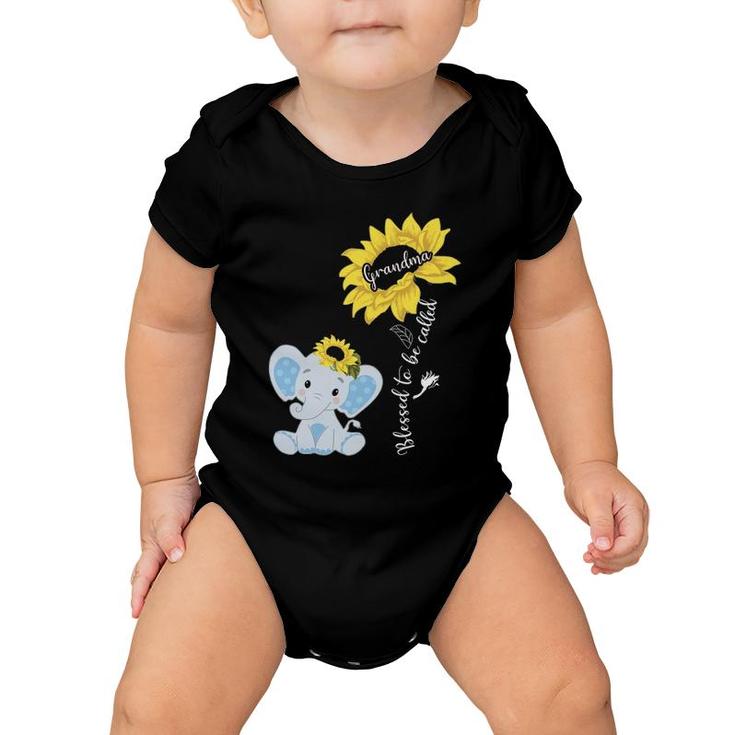 Blessed To Be Called Grandma Elephant Sunflower Baby Onesie