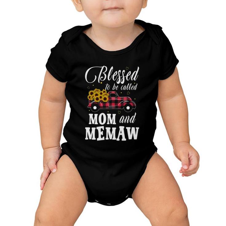 Blessed To Be Called Mom And Memaw Mother's Day Grandma Pickup Truck Sunflowers Baby Onesie