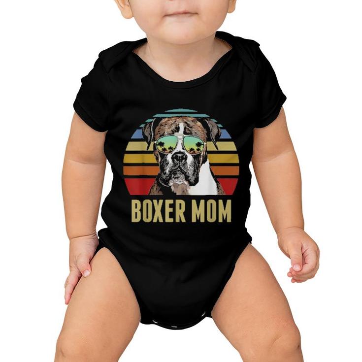 Boxer Best Dog Mom Ever Retro Sunset Beach Vibe  Baby Onesie