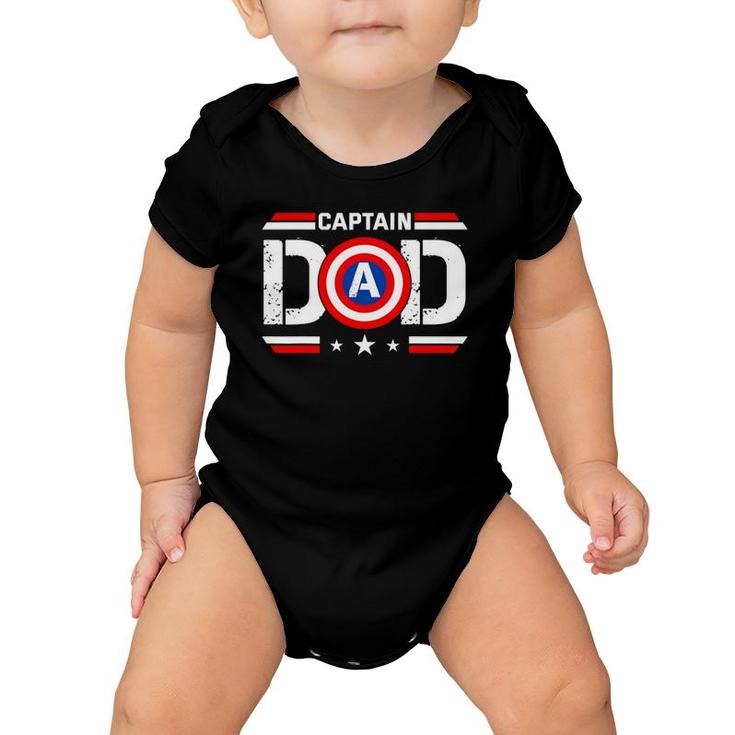 Captain Dad Superhero Funny Men Fathers Day Vintage Dad Baby Onesie