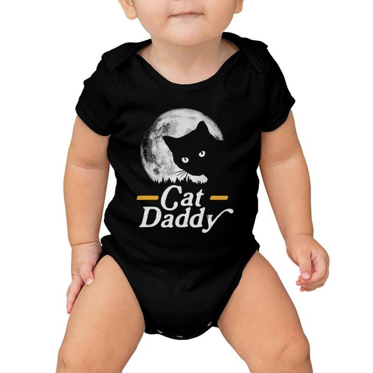 Cat Daddy Vintage Eighties Style Cat Retro Full Moon Baby Onesie
