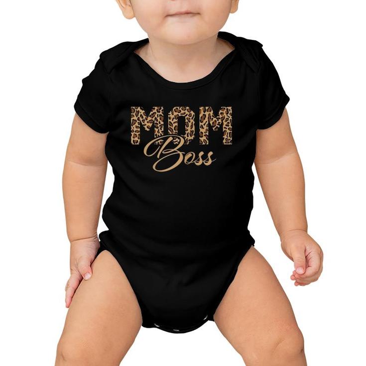 Cheetah Mom Boss Mother's Day Gift For Mommy Baby Onesie
