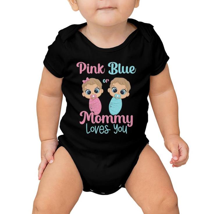 Cute Pink Or Blue Mommy Loves You Gender Reveal Party Idea Baby Onesie