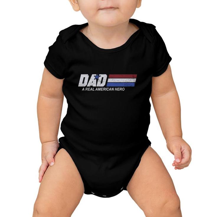 Dad A Real American Hero Father's Day Retro Vintage Baby Onesie
