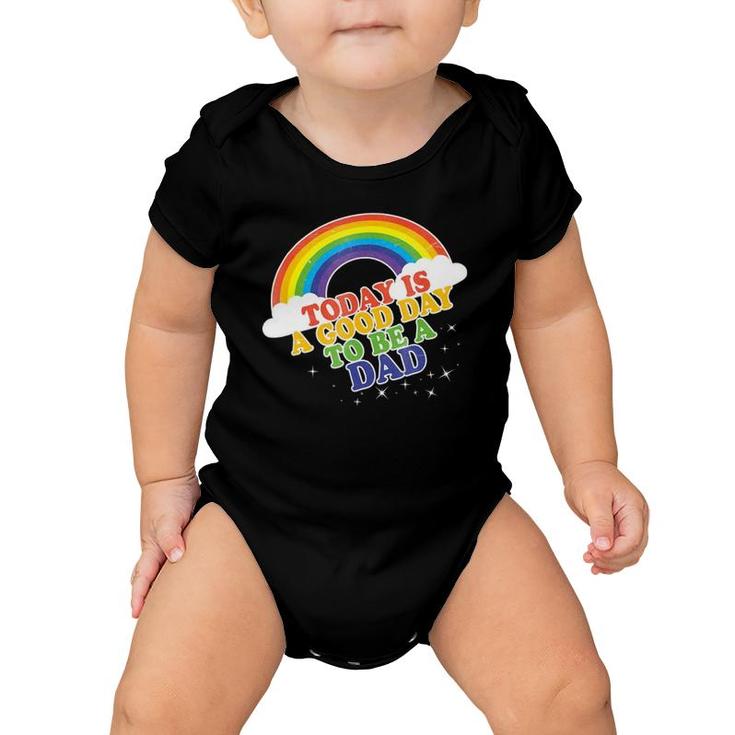Dad For Men Baby Announcement Rainbow Fathers Gift Baby Onesie