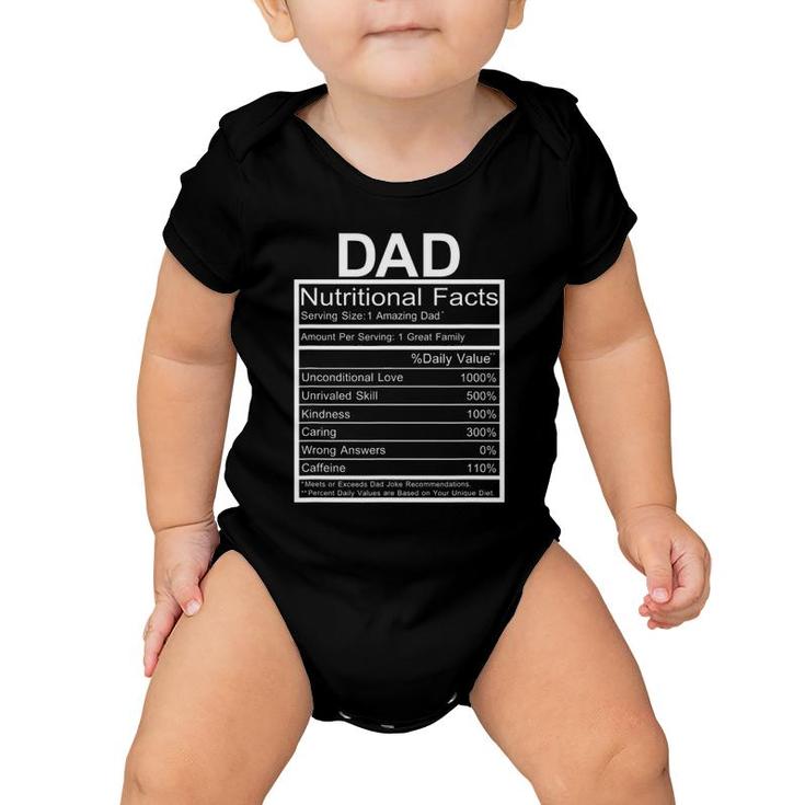Dad Nutritional Facts, Funny, Joke, Sarcastic, Family Baby Onesie