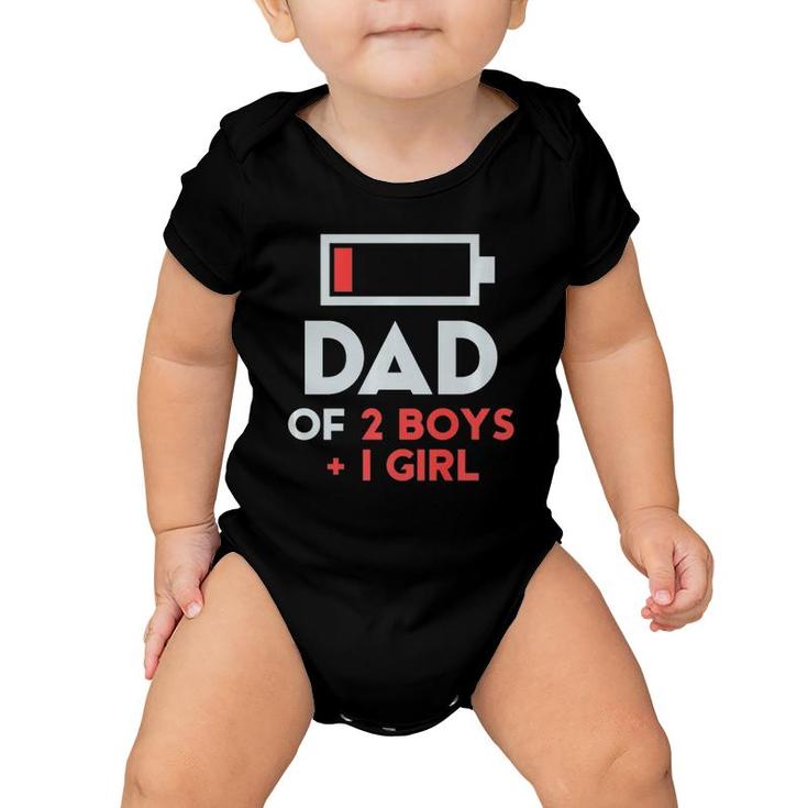 Dad Of 2 Boys 1 Girl  Father's Day Gift Daughter Son Tee Baby Onesie