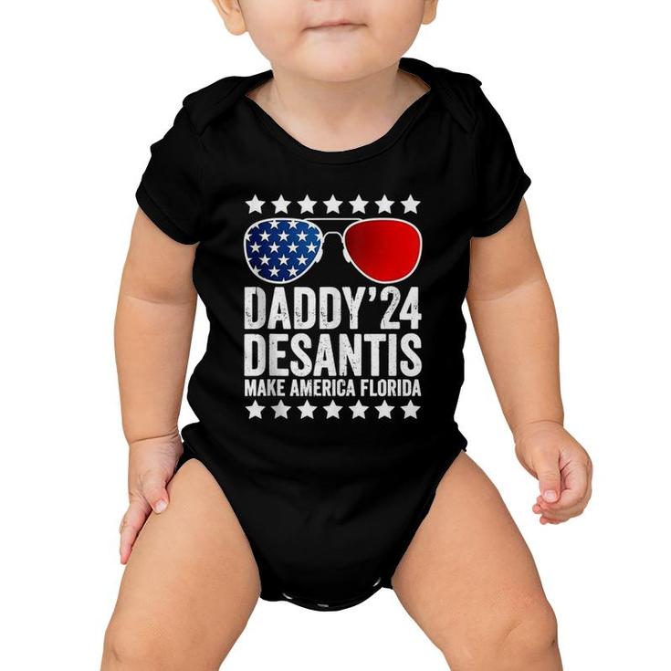 Daddy Desantis 2024 Make America Florida American Usa Flag  Baby Onesie