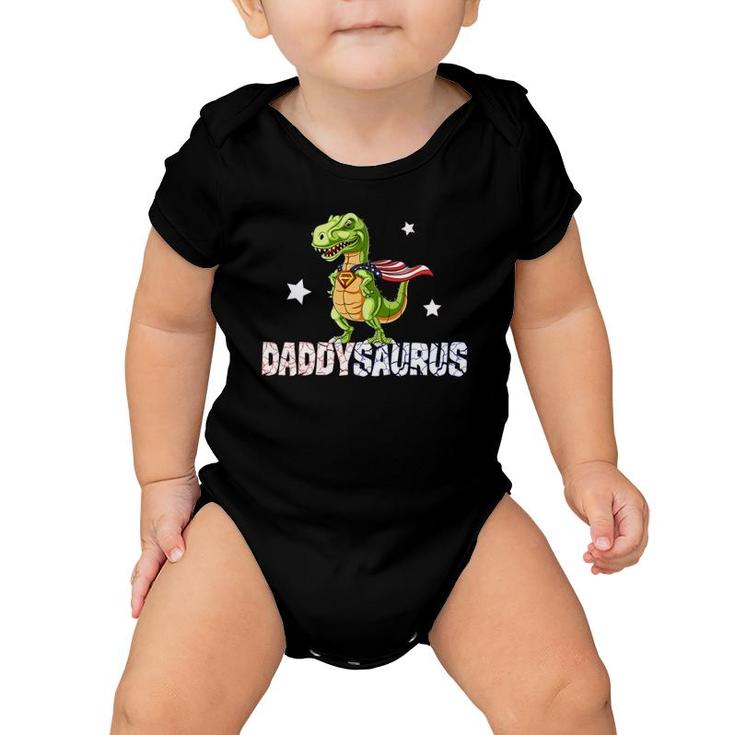 Daddysaurus Hero Dinosaur Dad American Flag Fathers Day Gift Baby Onesie
