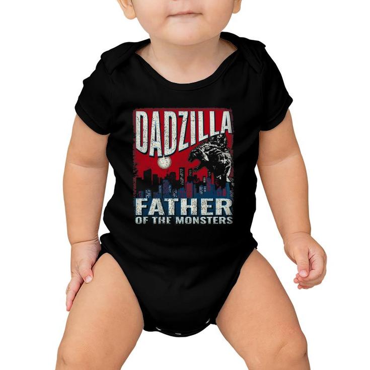 Dadzilla Father Of The Monsters - Dad Vintage Distressed Baby Onesie