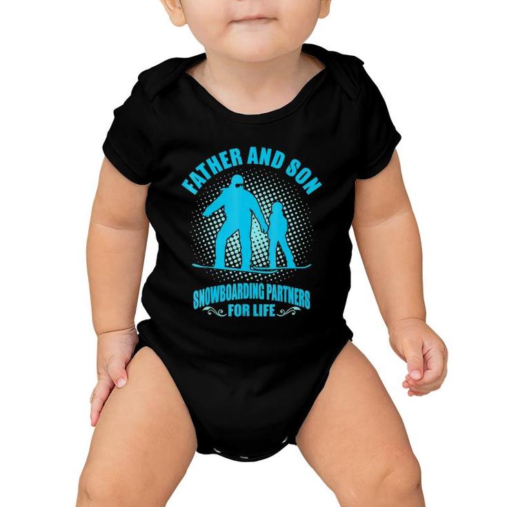 Father Son Snowboarding Partners For Life Father's Day Baby Onesie